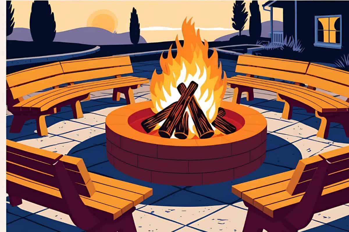 can-i-have-a-fire-pit-in-my-backyard-faqs Image of a sketch of a round fire pit for a blog post answering the question "can I have a fire pit in my backyard?"