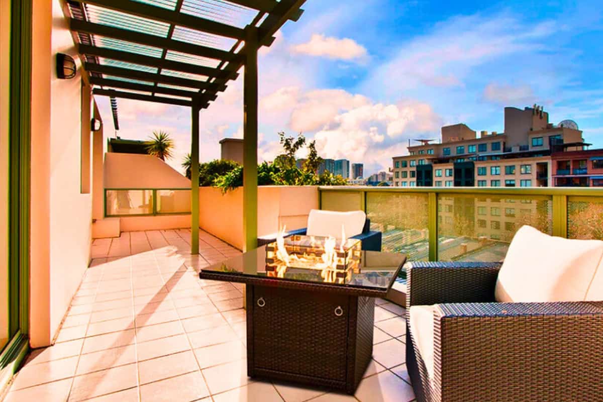 fire-pit-on-a-balcony-top-products Image of an urban apartment balcony with a fire pit.