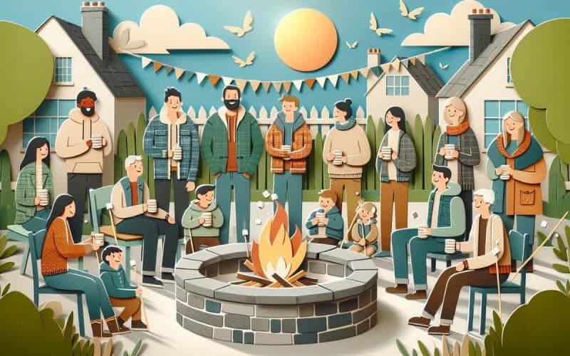 Image of an artistic rendition of a group of people around a fire pit for Backyard Toasty's affiliate disclosure.
