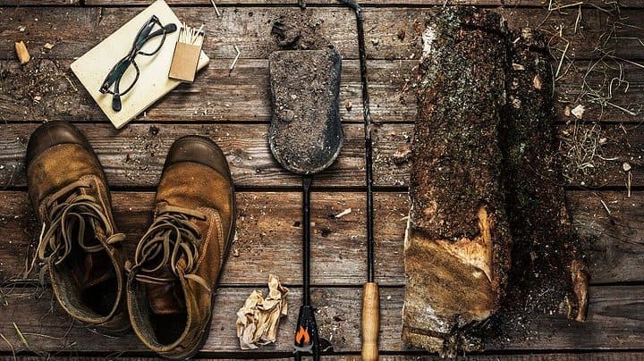 Image of gear needed to start a fire pit fire