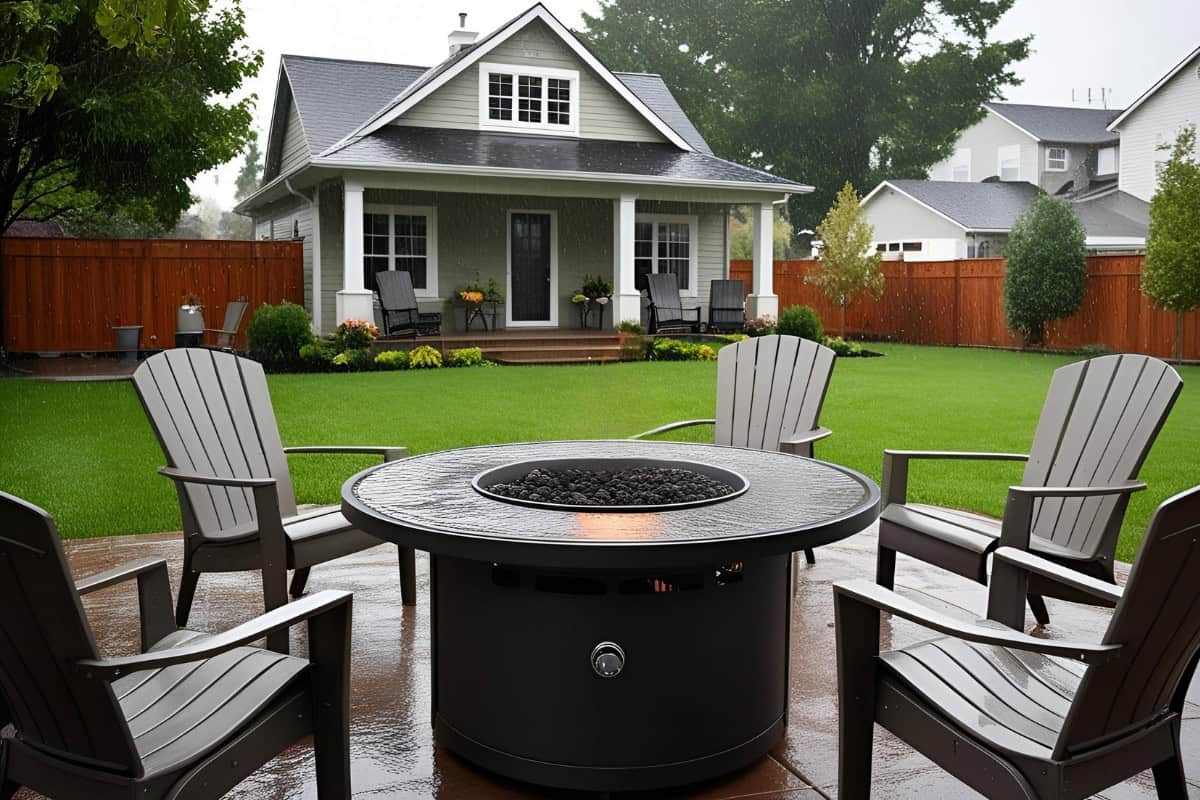 gas-fire-pit-cover-main Image of a fire pit and chairs in a home's backyard.