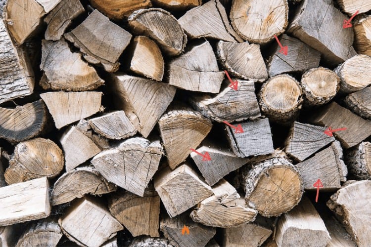 Image of a stack of well-seasoned firewood