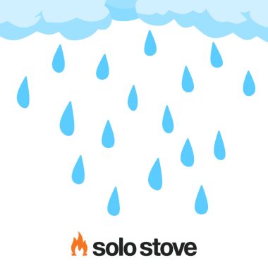 Image of rain falling on a Solo Stove logo for an article about what to you when your Solo Stove got rained on.