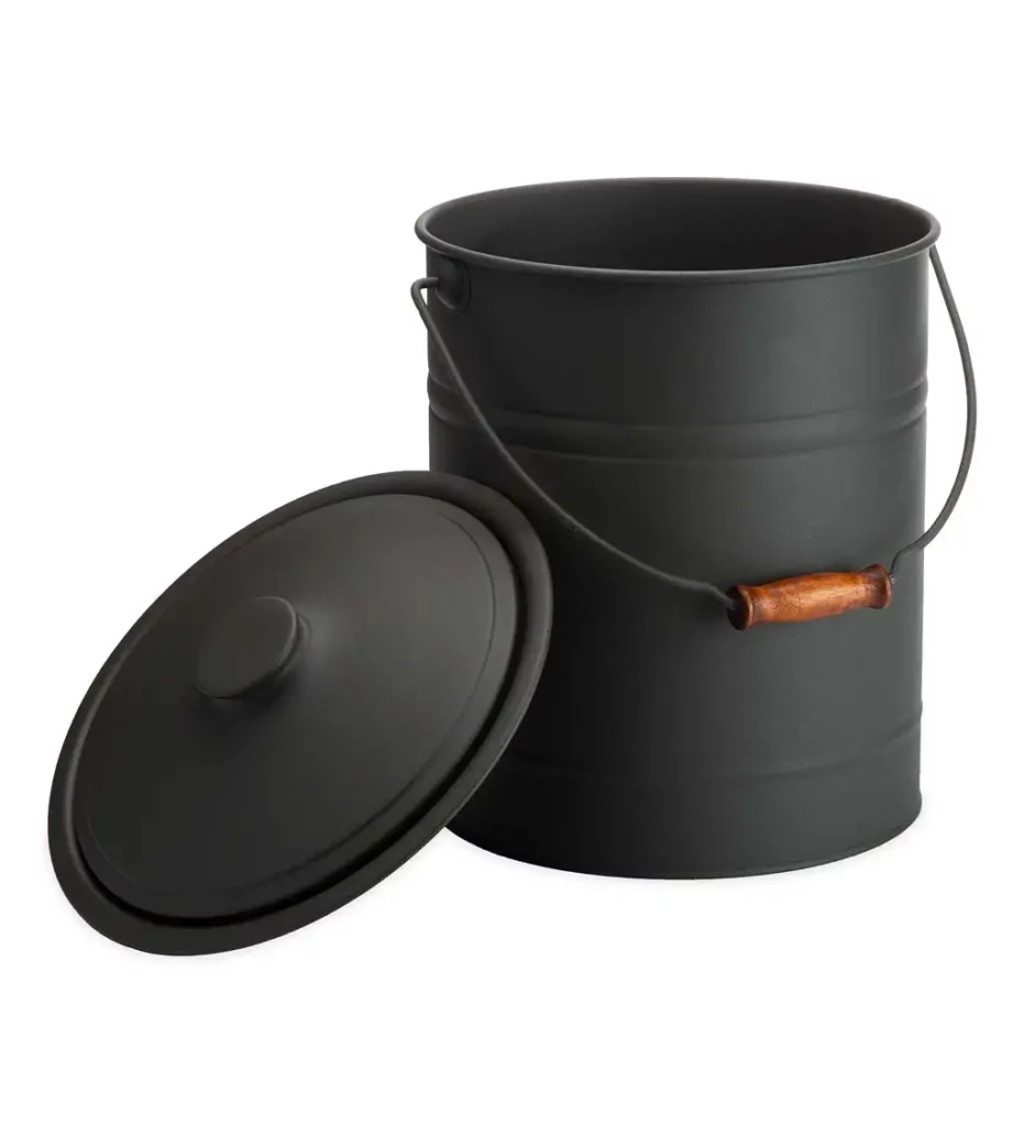Image of a fire pit ash bucket and lid