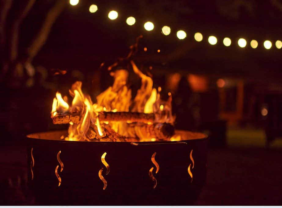 Image of a fire pit with reduced smoke at night