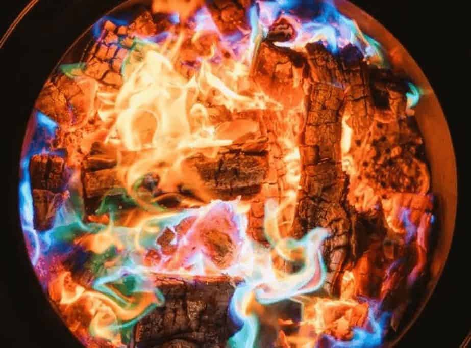 Image of solo stove color packs in action during a night time fire pit burn
