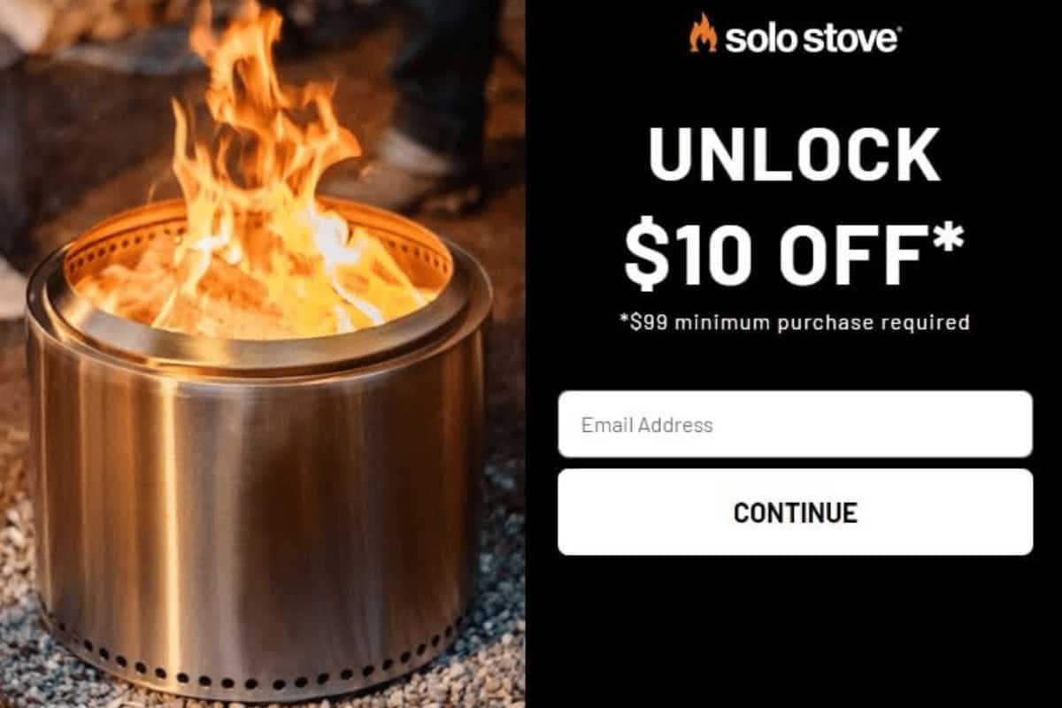 Solo Stove Coupon Codes & Discounts Image of a Solo Stove email address capture form.