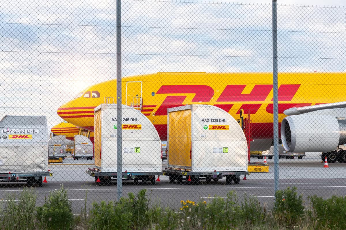 Solo Stove Shipping Costs & Policies Image of a parked DHL cargo plane.
