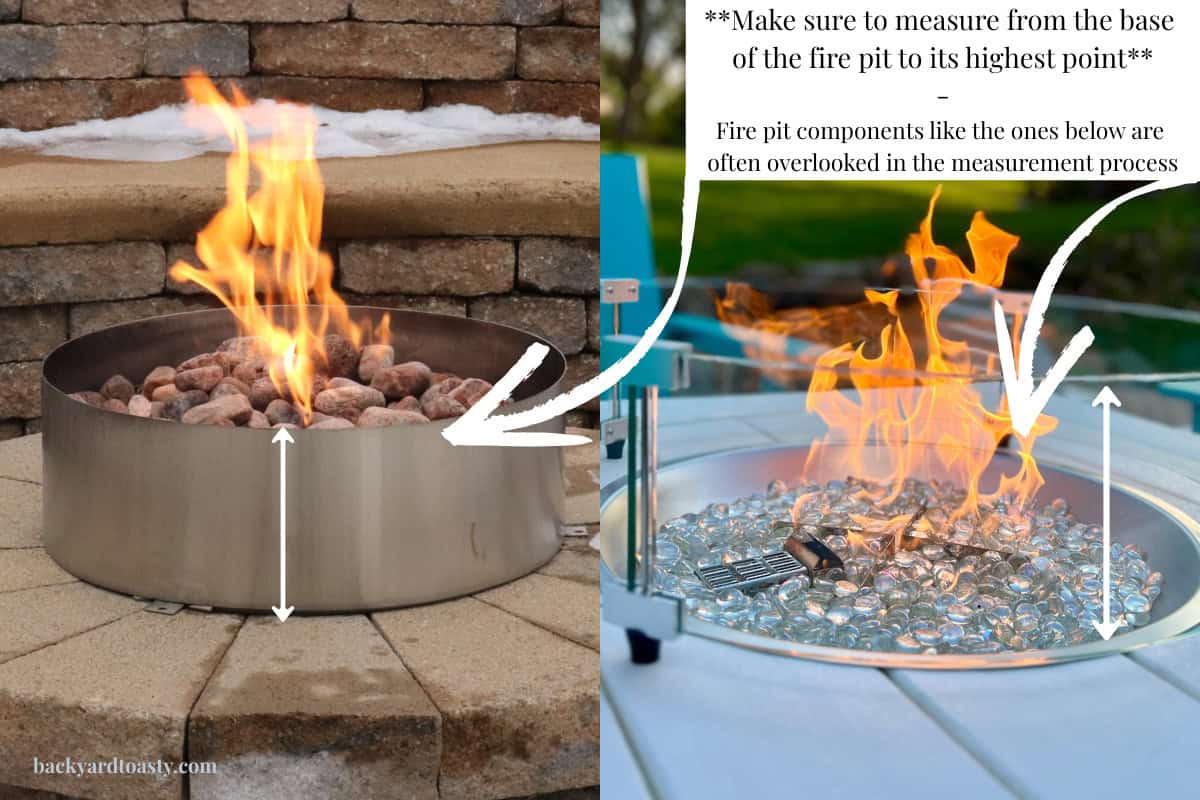 measure-for-a-fire-pit-cover-advanced Image of two fire pits to showing protrusions that have to be factored in.