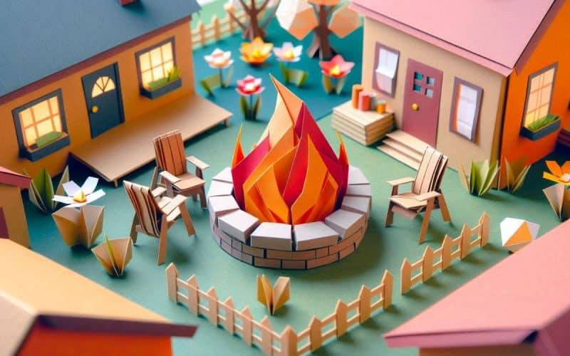 Image of a artistic rendition of a large backyard fire pit for Backyard Toasty's site disclaimer page.