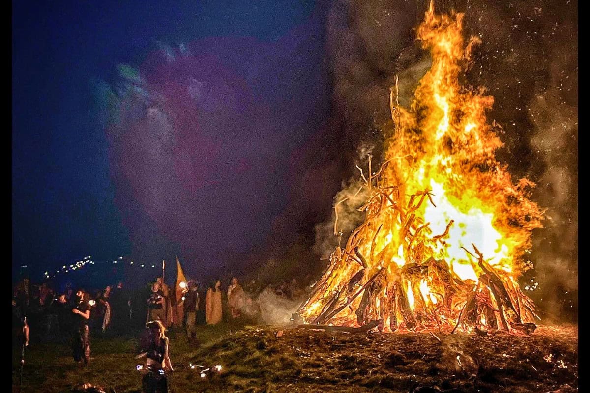 fire-pit-history-practices Image of a bonfire at a Celtic fire festival in Ireland.