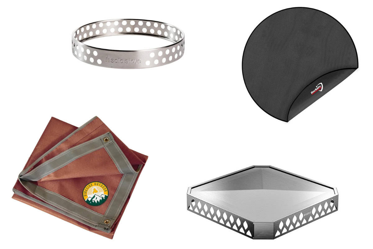 best-portable-fire-pits-safety Polished stainless steel fire pit ring with perforated design for backyard outdoor heating and ambiance.